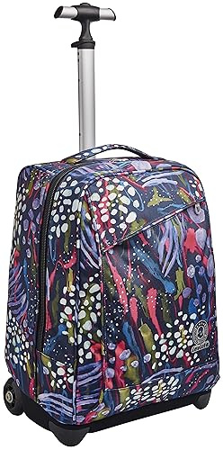 Invicta Trolley Scuola, Blu, Abstract Jungle, 2 in 1, con Spallacci Uso Zaino, Doppio Uso, Trolley e Zaini, Scuola, Viaggio, Bambine e Ragazze