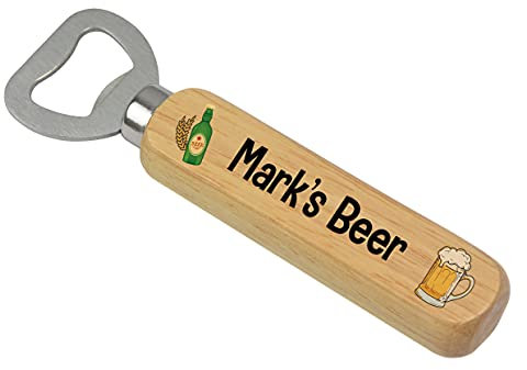 Personalised Wooden Bottle Opener Gifts for Him, Dad, Grandad, Husband, Boyfriend - Any Name Beer Bottle Opener - Birthday, Christmas, Fathers Day Gift Ideas for Men - Home Bar Pub Accessories