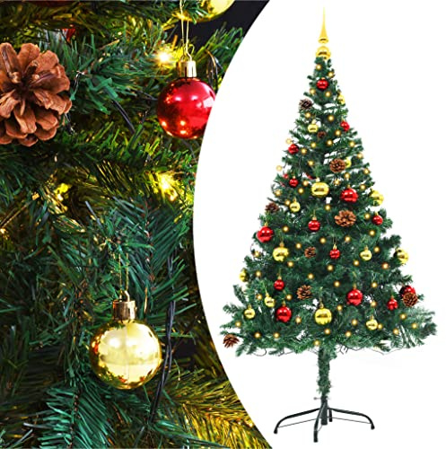 vidaXL Künstlicher Weihnachtsbaum mit Beleuchtung & Kugeln Grün 150 cm