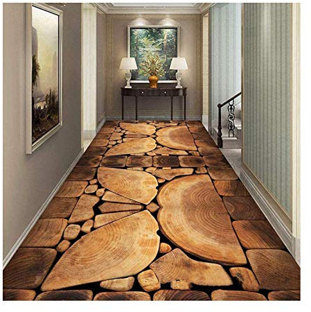 Siunwdiy Läufer Teppiche Flur Teppich, 3D Holz Textur Muster Anti Slip Lange Weiche Passage Korridor Teppiche Matten Für Schlafzimmer Arbeitszimmer Balkon, Waschbar,100 * 300cm