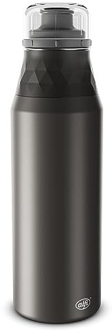 alfi ENDLESS BOTTLE 900ml, caviar black, leichte Edelstahlflasche, absolut dicht mit Drehverschluss, für Kohlensäure, ohne Fingerabdrücke, spülmaschinenfest, BPA-frei