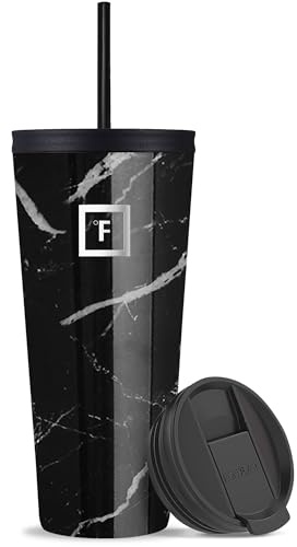 950 ml Insulated Tumbler with Straw Lid - Cold 20hrs & Hot 5hrs Drinks - Double-Walled Stainless Steel Leakproof Travel Mug - Cupholder Friendly Thermal Cup Coffee Flask