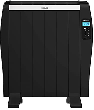 Cecotec Radiador Eléctrico Bajo Consumo ReadyWarm 1200 Thermal Black. 6 Elementos, 900 W, De Pared o de Pie, Temporizador, Mando a Distancia, Pantalla LCD, 10 m2