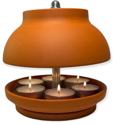 HP-Serie TLO-Terrakotta-Heater 6 Maxi Kerzen Raumheizer mit 3 Wärmespeicherplatten Balkon Terrasse Hornet-Products Die Teelichtofen - Manufaktur