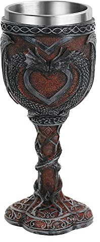 OTARTU Copa medieval de acero inoxidable con forma de cáliz de dragón, mazmorras y dragones, copas de vino góticas de 210 ml, regalo para el día de San Valentín