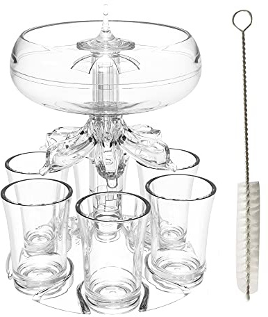 6 Shot Glass Dispenser and Holder, Liquor Dispenser with Brush