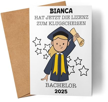 Kiddle-Design Abitur Karte Personalisiert Glückwunschkarte zum Abitur Abi Geschenk Schulabschluss Mädchen
