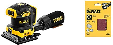 DEWALT DCW200N 18V XR 1/4 Sheet Palm Sander -Body & DT3022-QZ Sanding Belt K80, 115 x 115 mm, Set of 10 Pieces