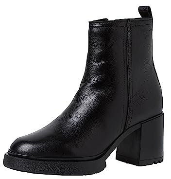 Tamaris Damen Boots mit Absatz Leder Blockabsatz; BLACK LEATHER/schwarz; 39 EU