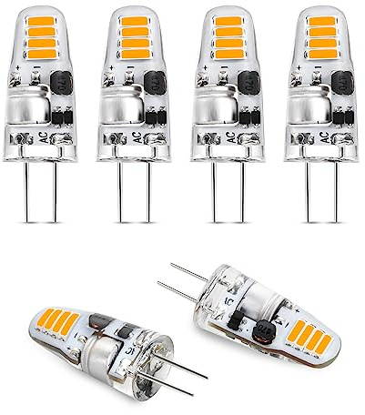 I-SHUNFA Bombilla LED G4, Bombilla LED G4 1.2W, 12V 100LM, Blanco Cálido 3000K, Reemplazo Para Bombilla Halógena 15W, No Parpadea, No Regulable, 6 Pack
