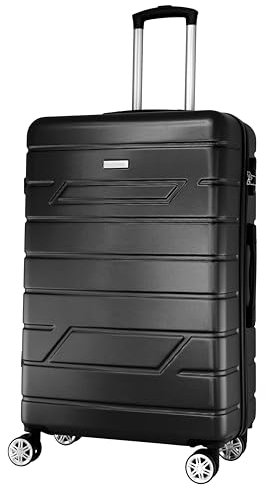 NOWI Bergamo Reisekoffer - Wasserabweisend, 8 Rollen 360° Drehbar, Teleskopgestänge, Voll gefütterter Innenraum (schwarz, XL)