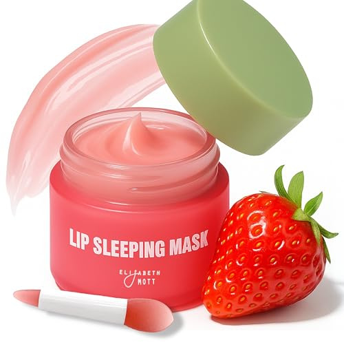 Elizabeth Mott Lip Sleeping Mask – Overnight Treatment with Peptides to Repair, Hydrate & Restore Dry, Chapped, Cracked, Peeling Lips – Moisturizing Collagen Balm to Soften, Smooth, Plump 0.71 oz