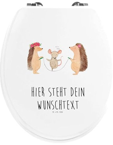 Mr. & Mrs. Panda Personalisierter WC Sitz Motiv Igel Seilhüpfen - Personalisierte Geschenke, Toilettendeckel, Klobrille, WC-Deckel, Kinder, Kindergarten, Seilspringen, Toilettensitz, Klodeckel, Maus