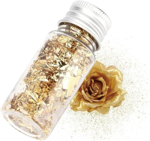 Leopacat BlattgoldbläTter, Flaschen BlattgoldbläTter, Gold Folien Flocken Blattgold, Multifunktions Dekorfolienpapier Goldfolie Papier Dekorfolie KüChe Mousse Kuchen Backen GebäCk Kunsthandwerk Decor