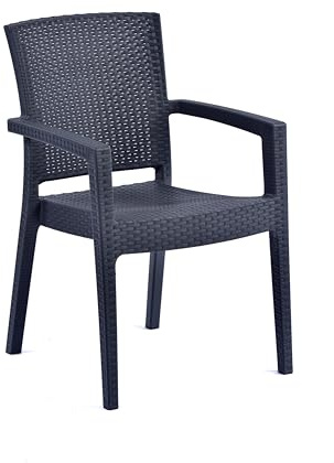 BrackenStyle Madrid Rattan Effect Polypropylene Stacking Arm Chair - Indoor and Outdoor Commercial Use (Anthracite)