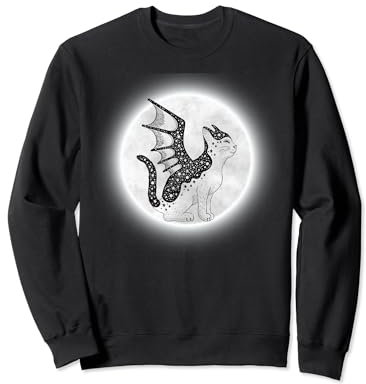 Halloween Gargouille Chat pleine lune sorcière chat noir Sweatshirt