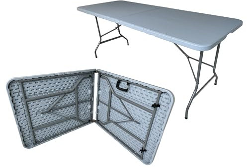 eacommerce Tavolo Pieghevole Richiudibile per Feste Sagre Fiere Giardino Campeggio Camping (180x75x72 cm, Grigio)