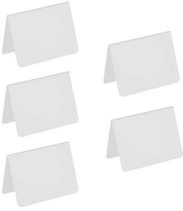 5 Stücke Mini Kreidetafeln zum Beschriften, 100 mm x 70 mm PVC L-förmige Preisschilder Aufsteller Buffet Schilder Tischplatte für Buffet, Hochzeit, Party (Mate Weiß)