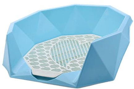 LOVIVER Hundetoilette, Töpfchentrainer, Ecke für drinnen und draußen, einzigartige Rautenstruktur für kleine und mittelgroße Hunde, großes Toilettenbecken, Blau