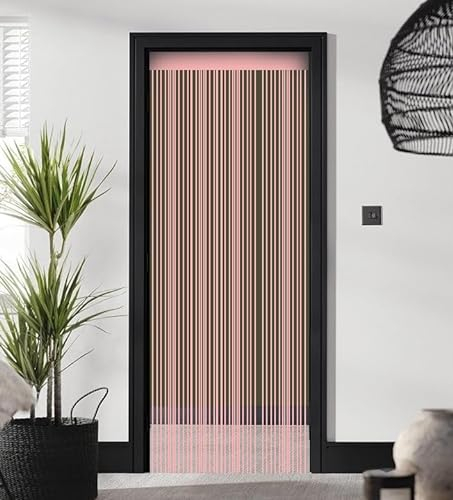 ZEBRA BLINDS String Curtain, Door Fly Screen Curtains, Door Strings, Tassel Curtains for Doorway, Window Decor String Panel Stripe, Stylish Room Divider, Panel Fringe Curtain (Pink, 100 x 210 cm)