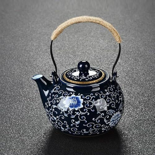 Tetera Mall,Tetera Globe, Tetera, Tetera pequeña de cerámica, Tetera azul oscuro con asa for hacer té como regalo (W1) (Color : W2)