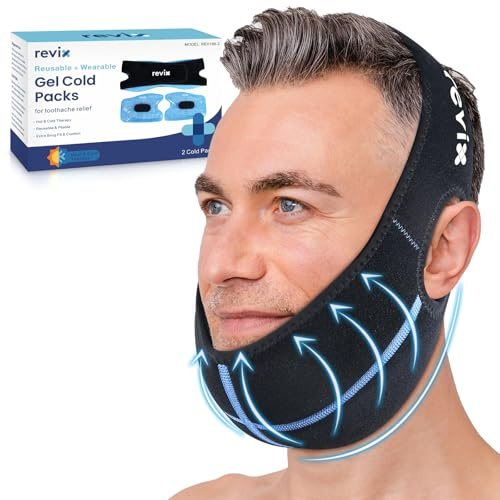 REVIX Gesicht Kühlpack Gel Maske für Weisheitszahn Kühlung 2 Stück | Wiederverwendbare Gel Kühlmaske für Gesicht und Kiefer mit anpassbarer Passform für Zahn Pflege und Alltag