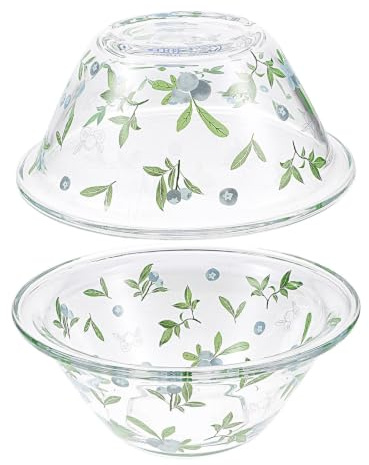 TOPBATHY Set da 2 Ciotole in Temperato per Insalata e Dessert, Insalatiere Trasparenti Resistenti al Calore, Ciotole da Cucina Impilabili per Frutta, Pasta e Macedonia