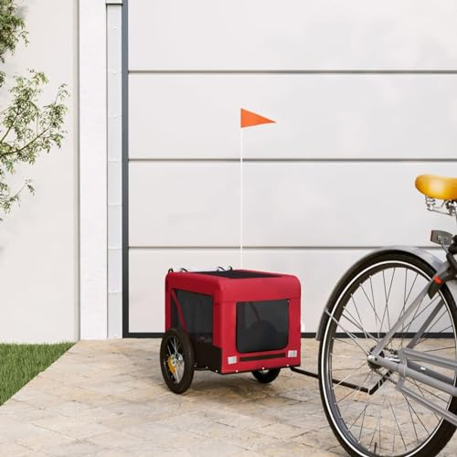 ZEYUAN Fahrradanhänger Hunde Rot und Schwarz Oxford-Gewebe & Eisen, Fahrrad Anhänger, Lastenanhänger, Handwagen, Fahrrad-lastenanhänger, Lastenfahrrad 93908