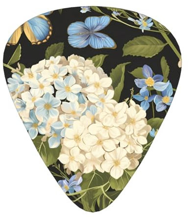 Guitar plectrums 12 pieces set Comfortable in the hand with smooth edges Three thicknesses to match hydrangeas daisies butterflies Printing