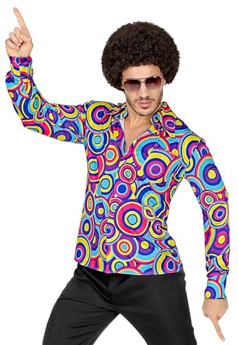 W WIDMANN MILANO Party Fashion - Chemise années 70, Chemise pour Homme, Style Disco, Costumes de Carnaval