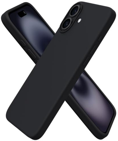 ORNARTO für iPhone 16 Plus Hülle aus Silikon 6,7 Zoll - Schwarz | Premium Flüssigsilikon, dünne Handyhülle, weich und griffig, tolle Haptik, stoß- und kratzfest, große Farbauswahl