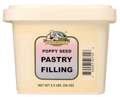 Bakerdale Poppy Seed Filling for Baking, Pastry and Cake Filling 3.5 Lbs Reclosable Container
