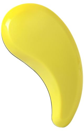 Graziosa spazzola districante a forma di virgola per bambini, massaggiatore delicato per cuoio capelluto, antistatica, da viaggio, colori pastello, per ragazze e ragazzi (giallo)