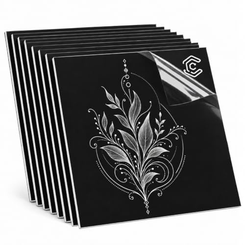 Creatorally Plaque Acrylique pour Gravure Laser, Plaque Plexi Couleur 30x30 cm 1,3mm, Plastique à Graver Bicouche 8 Feuilles Matériau Laser pour Signalétique Décoration (Blanc sur Noir)