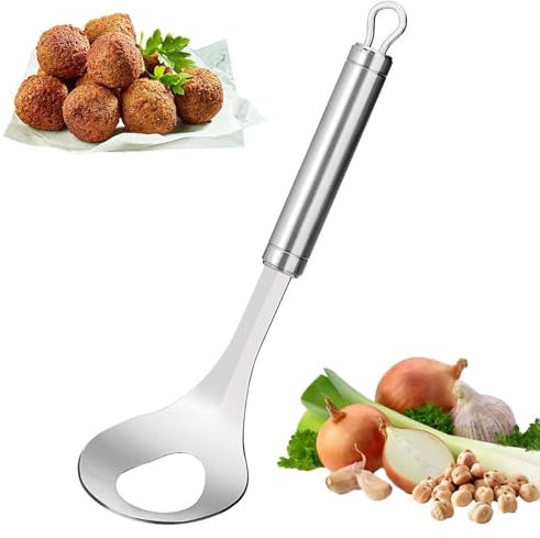 Cuchara de albóndigas de acero inoxidable, herramienta de fabricante de albóndigas | Cuchara de acero inoxidable con agujeros - Mango largo, gadgets de cocina sin, shaper para carne de res, pollo, ce