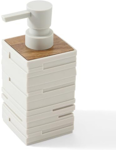 Moderne Seifenspender Beige Holz, Spülmittelspender für Küche Arbeitsplatte, Ästhetik Seifenspender Bad für Badezimmer mit Pumpspender (Beige)