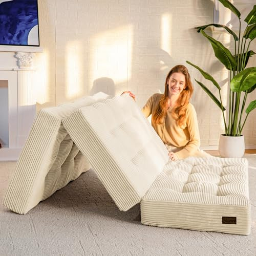 MAXYOYO Vikbar madrass, 15 cm tjock, hopfällbar madrass för Futon, konvertibel bäddsoffa, gästsäng, 150 x 200