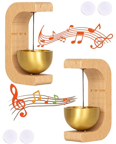2 Pcs Magnetic Door Chime Bell, Wooden Wind Chime Shopkeepers Doorbell for Door Opening, Door Chimes with Pleasant Ding Sound for Home Store Office Garden, Housewarming Gift Decoration