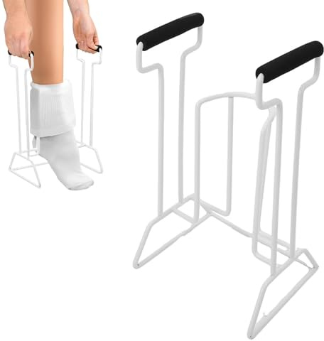 Calzador de calcetines, ayuda de vestir, ayuda para medias de compresión, calzador de calcetines, ayuda de metal para personas mayores, embarazadas, personas inmóviles