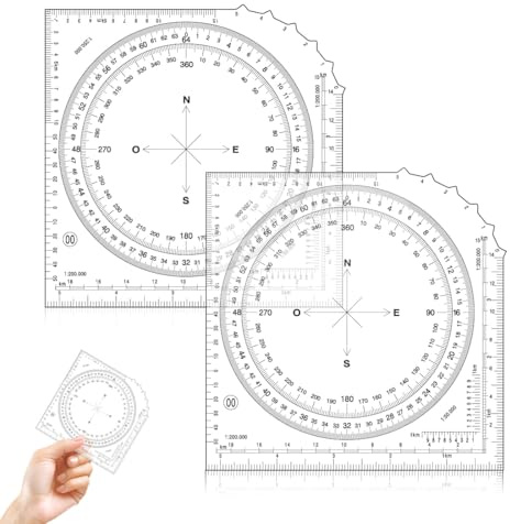 2 Unidades 360 grados transportador ángulo medida dibujo reglas escuela matemáticas papelería, Transportador de círculo completo,herramientas de medición matemáticas de plástico