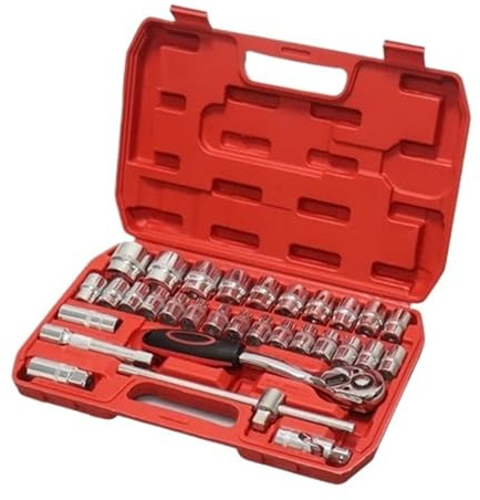 ZGJIAJU Jeu De Clés 32/37 Pièces Kit D'outils For Tournevis Et Embout De Voiture Clé Dynamométrique À Cliquet Clé À Molette Clé À Douille Outils À Main(32pcs)