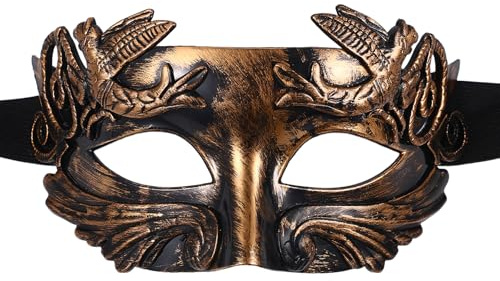 OIDEA Herren Römische Venezianische Maske: Schwarz Silber Gold Leicht Maske Engel verstellbar mit Bänder Vintage Retro für Männer Junge Karneval Maskenball Kostümpartys