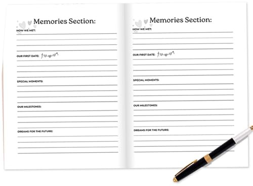 Libro dei ricordi per coppia - Album fotografico 58 pagine con spazi dedicati | Diario per compleanno San Viaggio Nozze Momenti Speciali