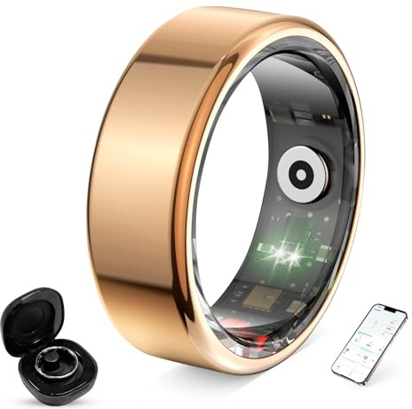 UouNeaCo Anillo Inteligente Smart Ring para Mujer y Hombre, Rastreador de Actividad Física con Monitor de Frecuencia Cardíaca, Sueño, Más de 100 Deportes, Podómetro, Resistente al Agua IP68, sin