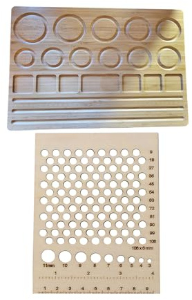 Plateau de perles à tous les niveaux avec rainures - Systèmes de mesure et matériaux - Organisateurs de matériaux - Planche de fabrication de bijoux en bois robuste avec mesures
