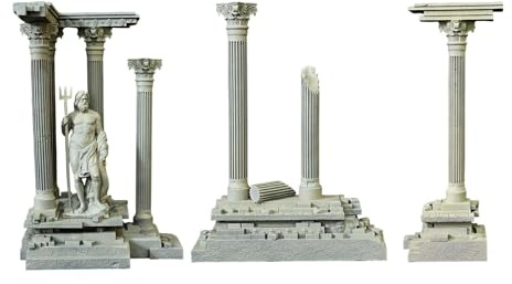 Jinhxofs Artificial Resin Roman Column Decoration for Aquarium, 185 Mm, Realistic, Set D