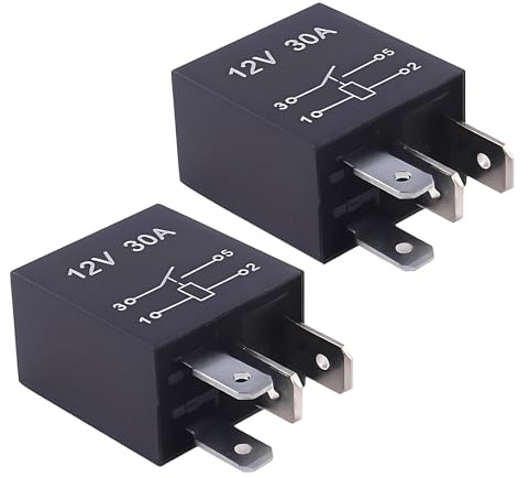 2 PCS Relè per Auto 12V, Relè Motore a 4 Pin 30A in Nylon con Contatti in Ottone, Relè di Sicurezza per Veicoli per Automobilisti, Officine, Illuminazione, Ventole ed Elettronica di Bordo