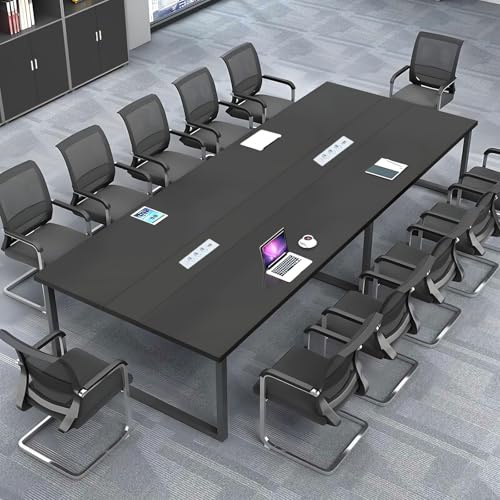 ZRBDDEF Tavolo da Riunioni per Ufficio Moderno con Passacavi Integrato, Grande Tavolo Conferenza per Sala Meeting, Struttura Stabile per Più Persone
