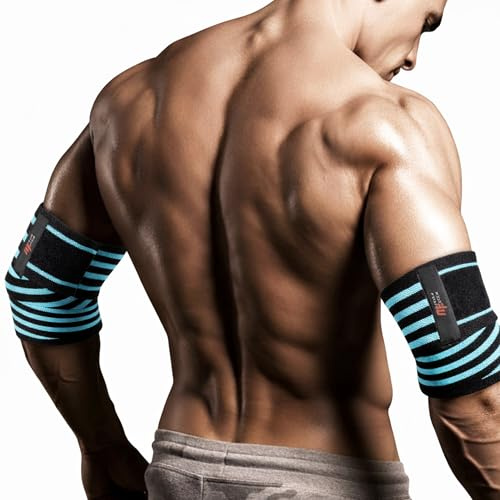 MuscleForge Ellenbogenbandagen für Kraftsport, Bodybuilding, Gewichtheben, Bankdrücken - Elastische Bänder mit Klettverschluss für Herren, Ellenbogen Bandagen zur Gelenkstabilisierung
