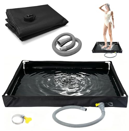 MeYuxg Vikbart duschkar, 80 x 80 cm, med avloppsslang, Oxford, vattentätt, duschdraperi, duschdraperi, duschdraperi, camping, duschdraperi, utomhus, husbil